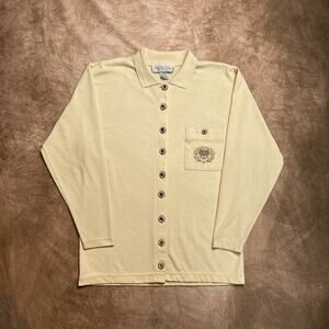 Melbourne Elements Vintage 80s Pale Yellow Crest Cardigan Embroidered Women's S